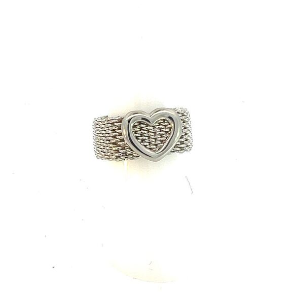 Tiffany & Co Estate Somerset Heart Ring 7 Silver 9.60 mm TIF609 - Picture 5 of 8
